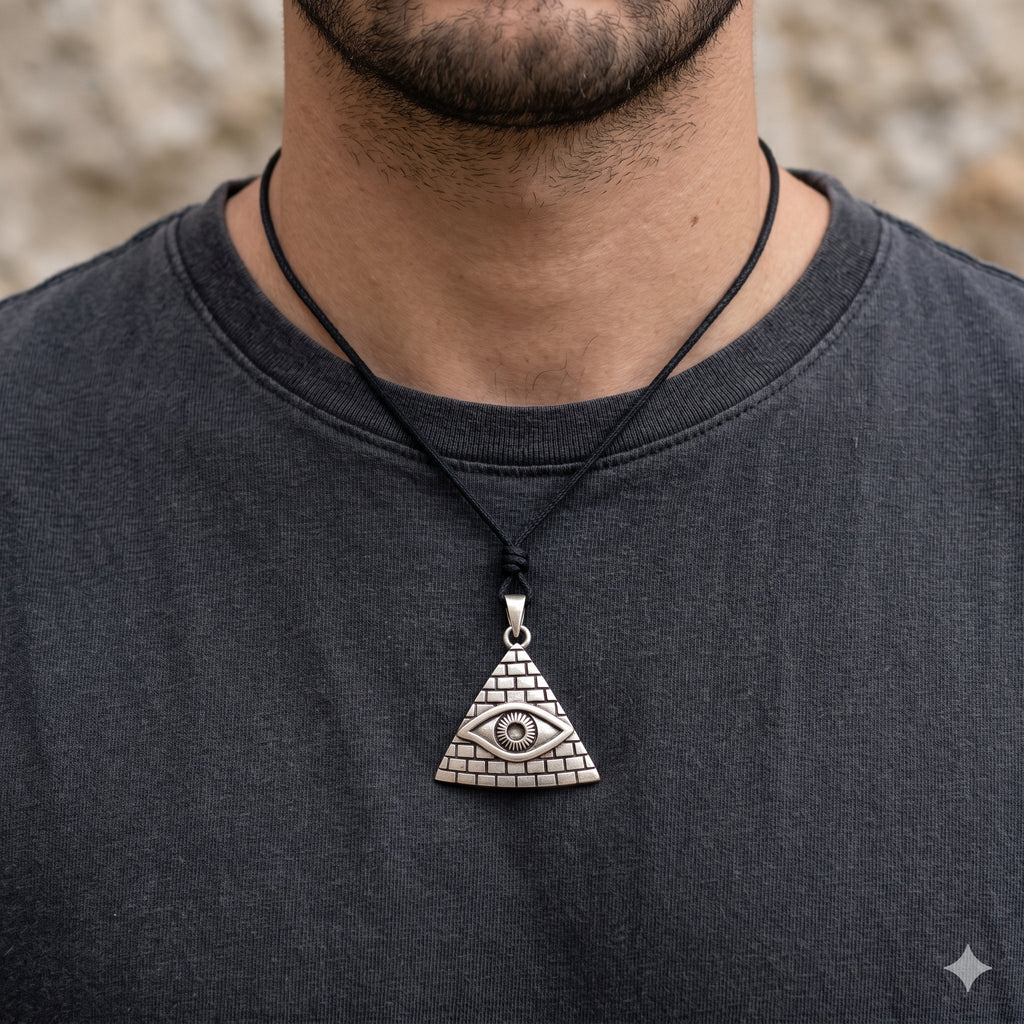 Eye Of Providence 92.5 Sterling Silver Pewter Brass Necklace Pendant Jewelry
