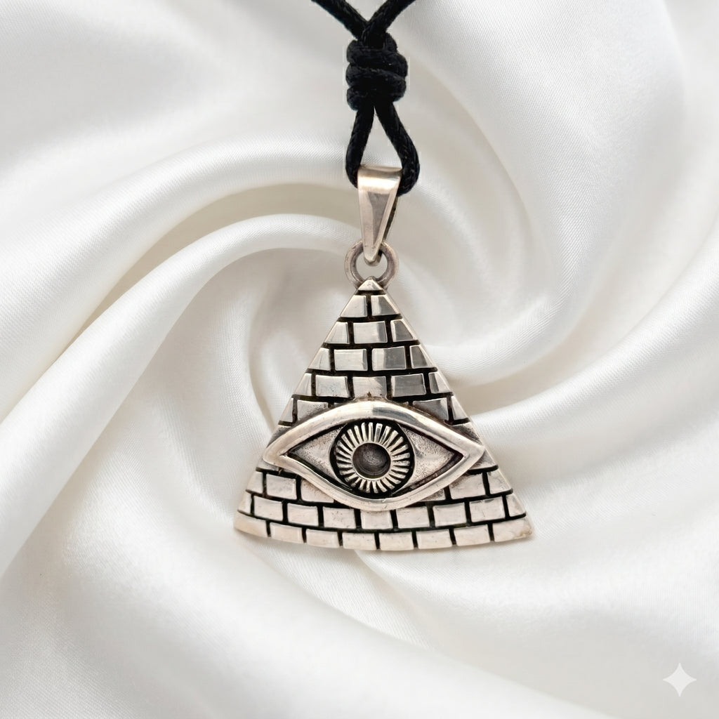 Eye Of Providence 92.5 Sterling Silver Pewter Brass Necklace Pendant Jewelry