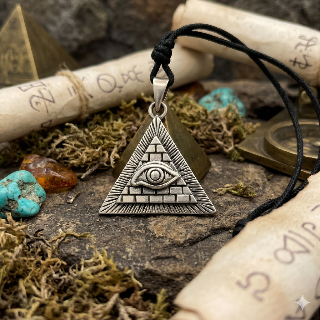 Eye Of Providence 92.5 Sterling Silver Pewter Brass Necklace Pendant Jewelry