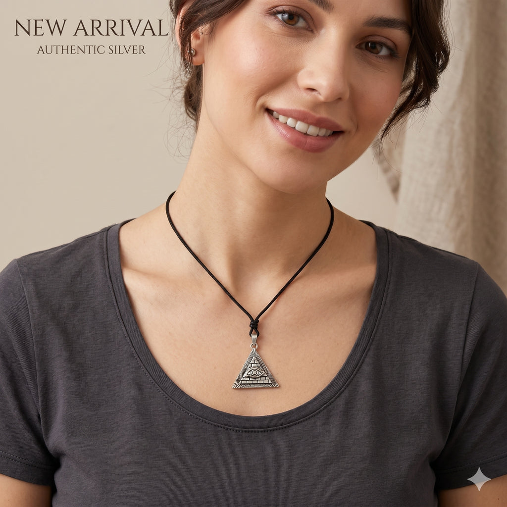 Eye Of Providence 92.5 Sterling Silver Pewter Brass Necklace Pendant Jewelry