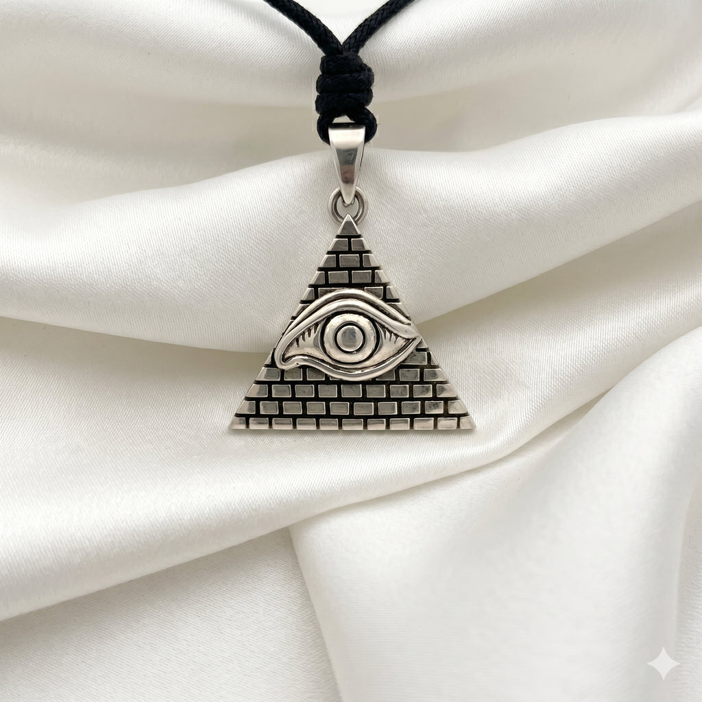 Eye Of Providence 92.5 Sterling Silver Pewter Brass Necklace Pendant Jewelry