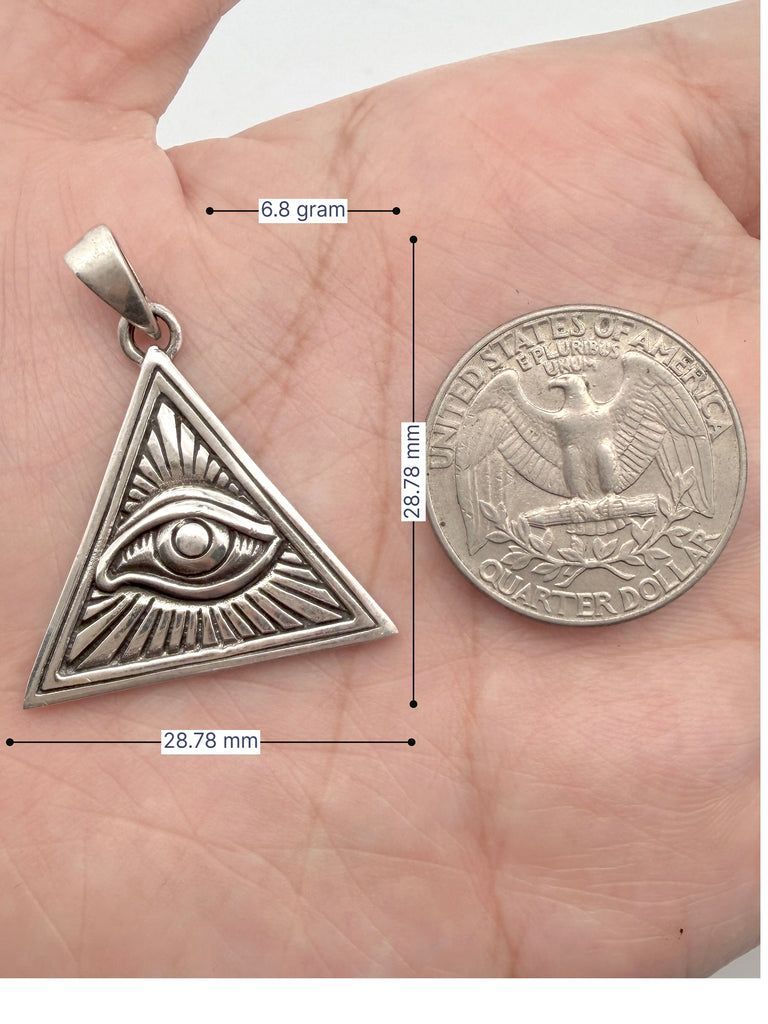 Eye Of Providence 92.5 Sterling Silver Pewter Brass Necklace Pendant Jewelry