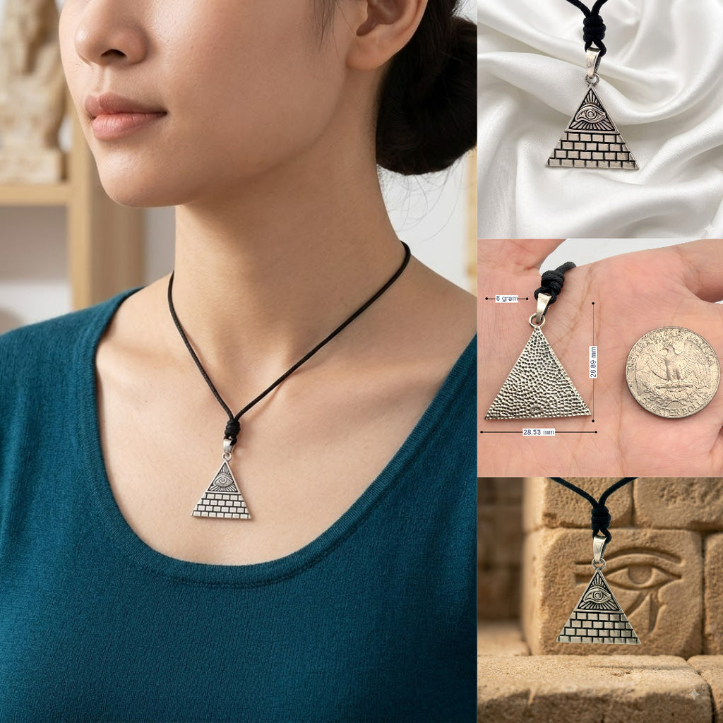 Eye Of Providence 92.5 Sterling Silver Pewter Brass Necklace Pendant Jewelry