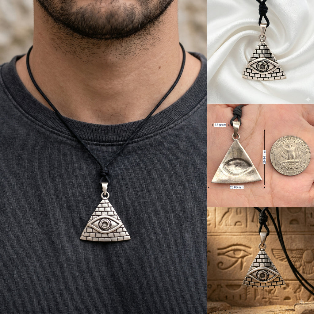 Eye Of Providence 92.5 Sterling Silver Pewter Brass Necklace Pendant Jewelry