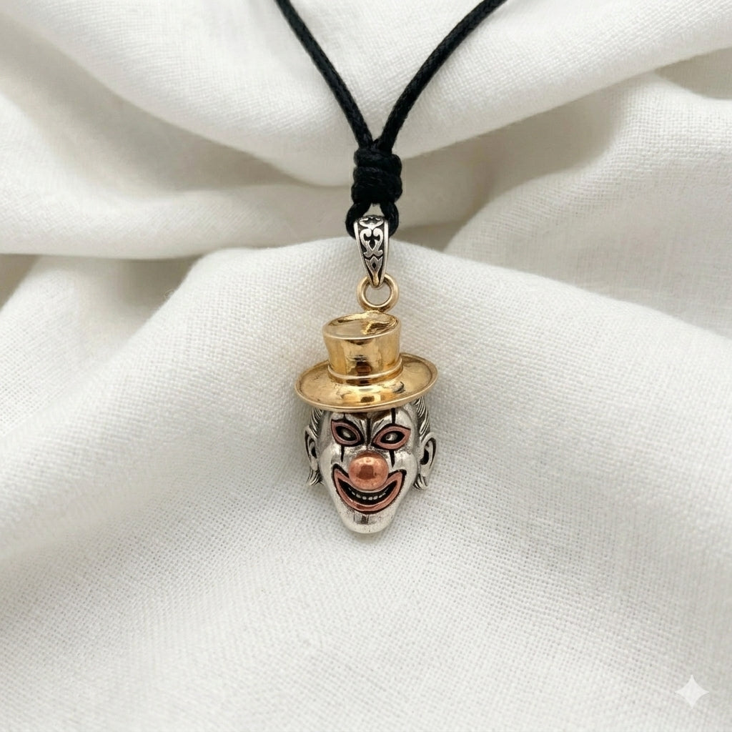 Clown Mime Circus Art 92.5 Sterling Silver Charm Necklace Pendent Jewelry