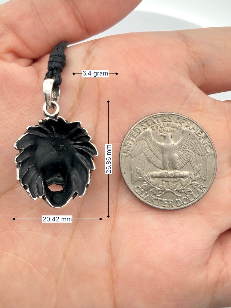 Lion Head 92.5 Sterling Silver Gold Brass Charm Necklace Pendant Jewelry