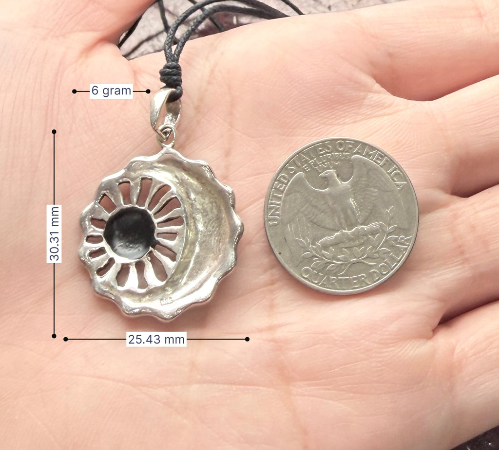 Sun Moon YinYang Runes Runic Sterling Silver Brass Pewter Necklace Pendant Jewelry