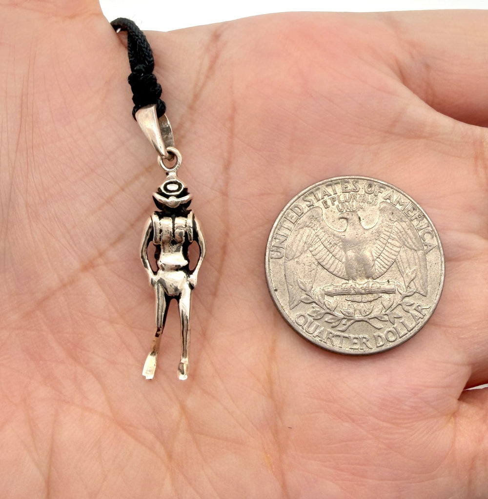 Scuba Diver 92.5 Sterling Silver Gold Brass Charm Necklace Pendant Jewelry