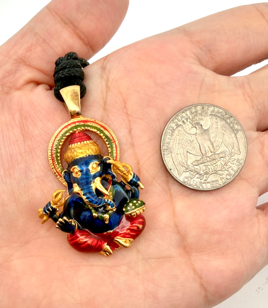 Ganesh Gold Plated 92.5 Sterling Silver Necklace Pendant Jewelry