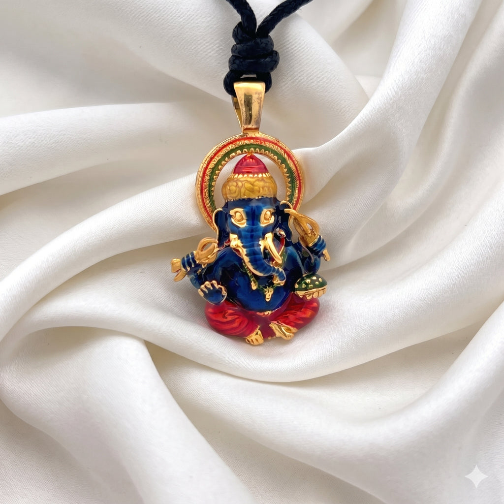 Ganesh Gold Plated 92.5 Sterling Silver Necklace Pendant Jewelry