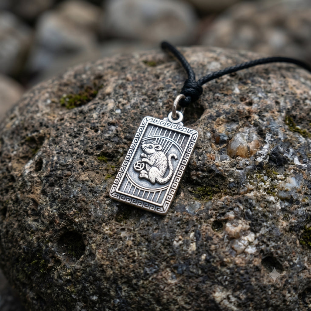 Rectangle Chinese Zodiac Sterling Silver Pewter Brass Necklace Pendant Jewelry