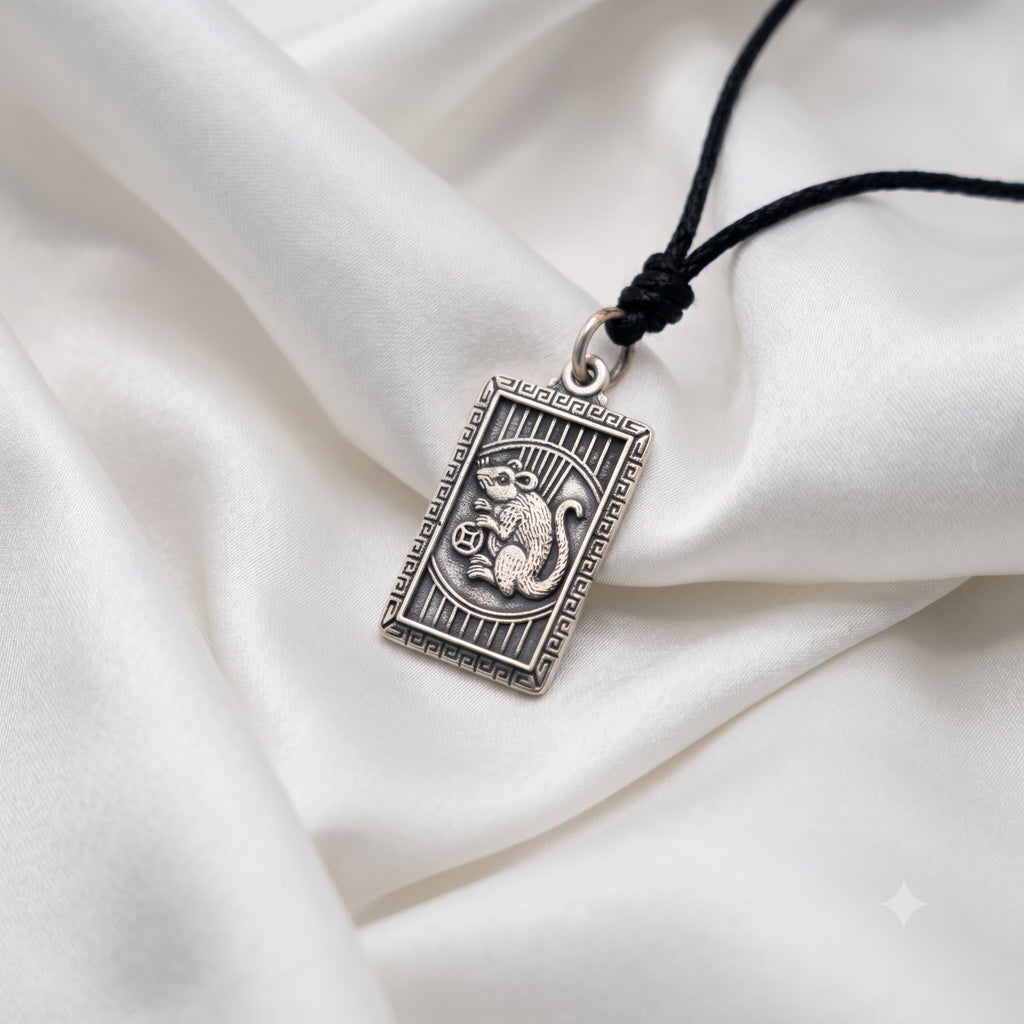 Rectangle Chinese Zodiac Sterling Silver Pewter Brass Necklace Pendant Jewelry