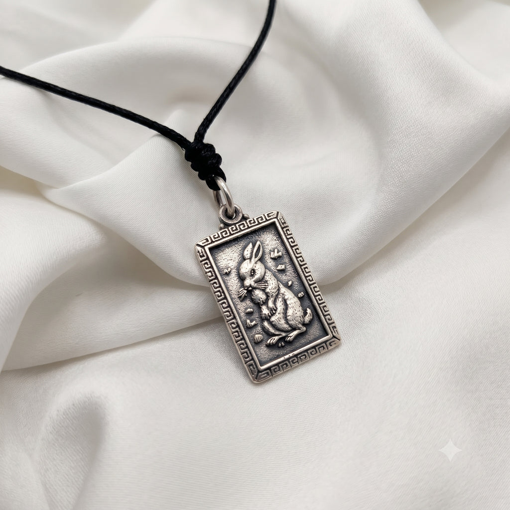 Rectangle Chinese Zodiac Sterling Silver Pewter Brass Necklace Pendant Jewelry