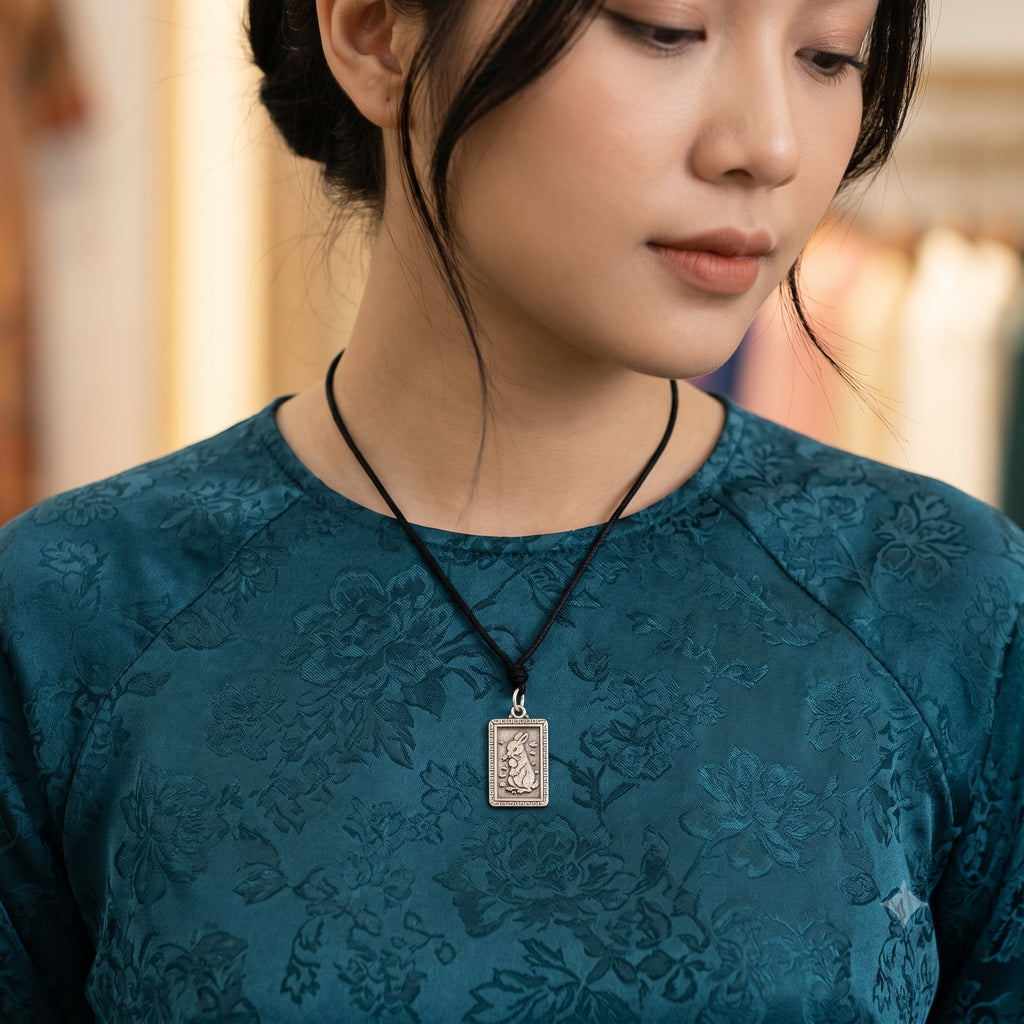 Rectangle Chinese Zodiac Sterling Silver Pewter Brass Necklace Pendant Jewelry