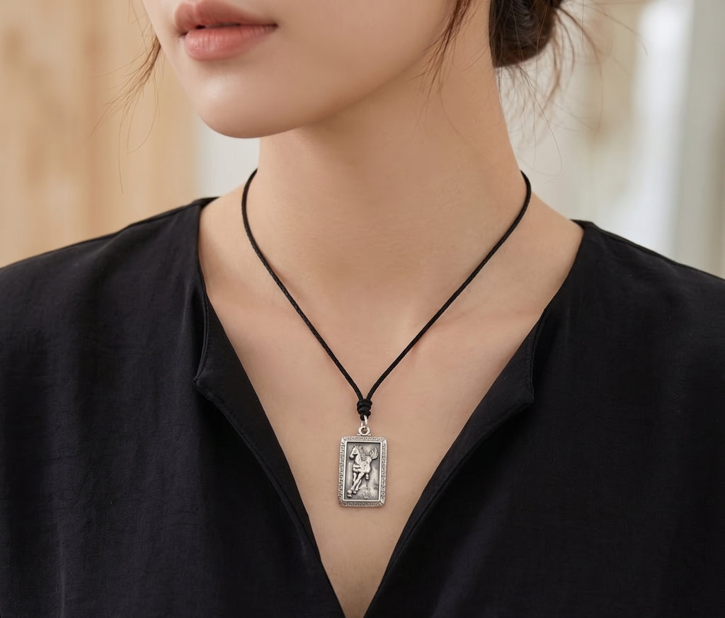 Rectangle Chinese Zodiac Sterling Silver Pewter Brass Necklace Pendant Jewelry