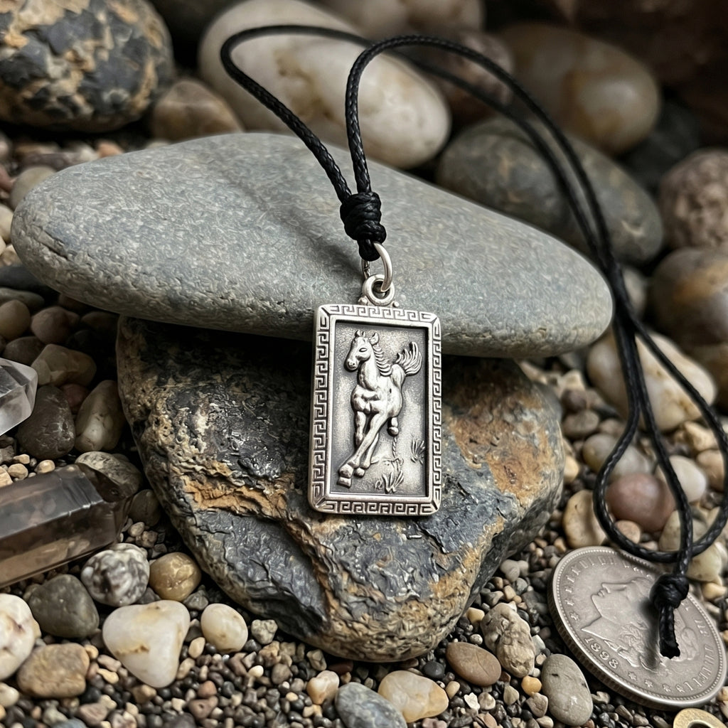 Rectangle Chinese Zodiac Sterling Silver Pewter Brass Necklace Pendant Jewelry