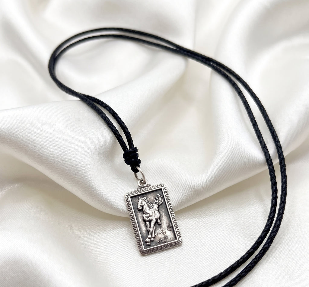 Rectangle Chinese Zodiac Sterling Silver Pewter Brass Necklace Pendant Jewelry