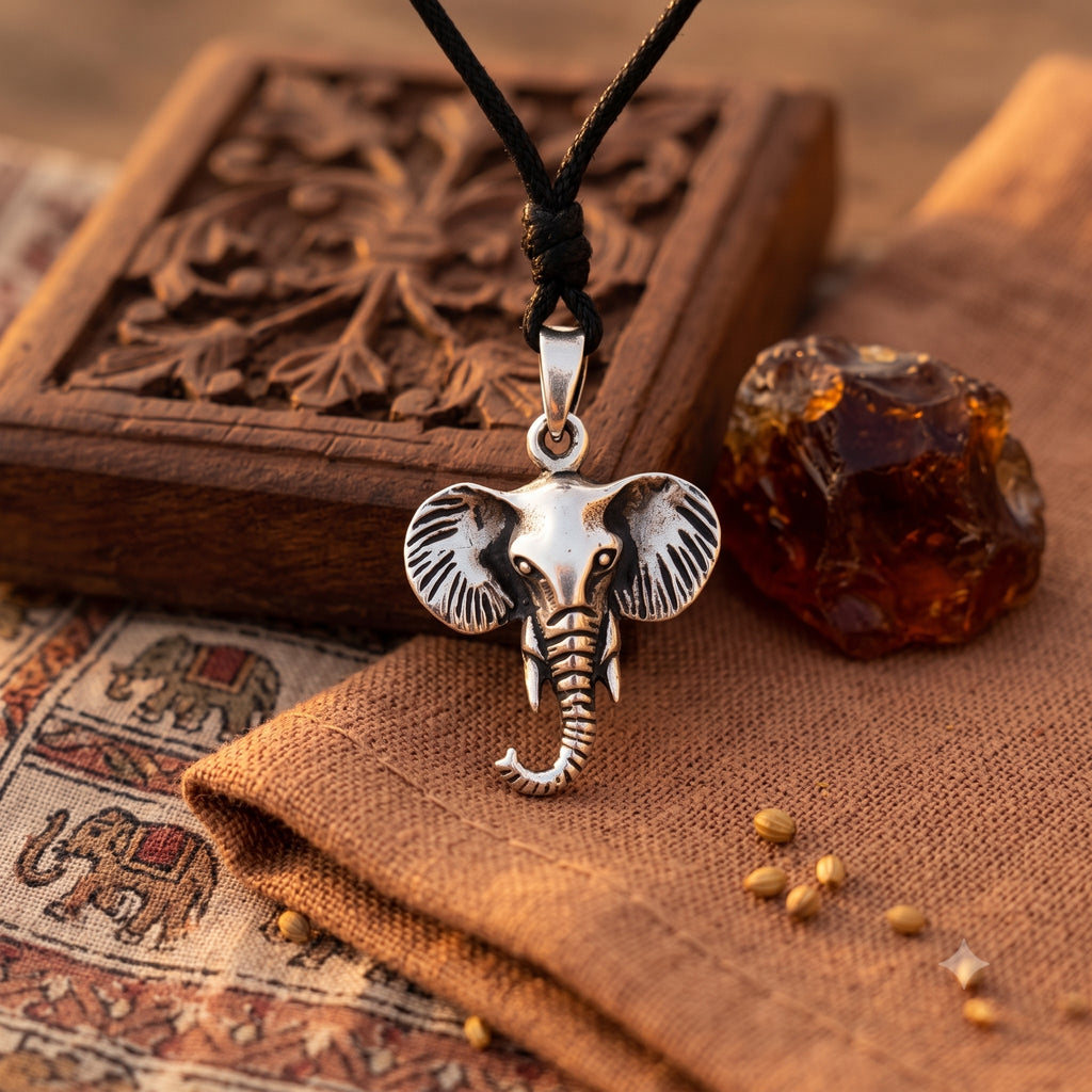 Elephant Face 92.5 Sterling Silver Pewter Gold Brass Charm Necklace Pendant Jewelry