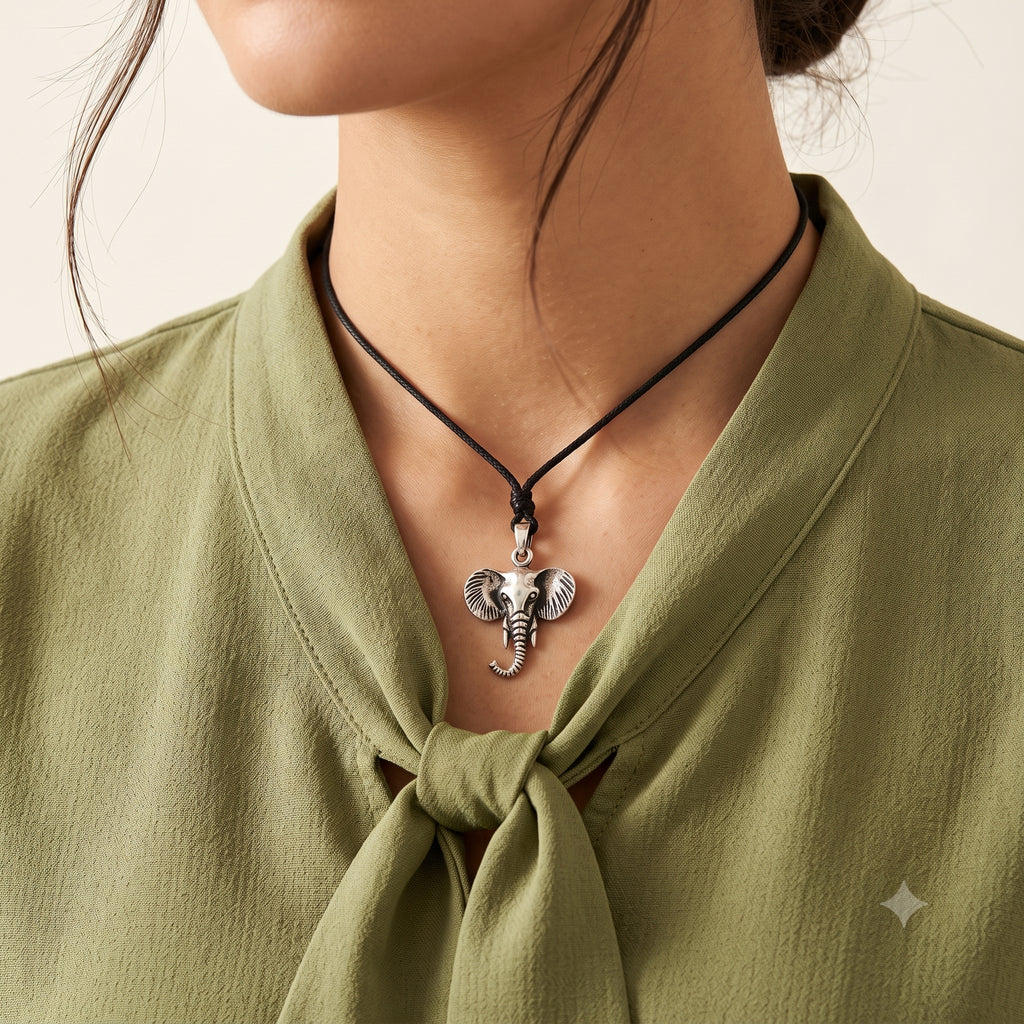 Elephant Face 92.5 Sterling Silver Pewter Gold Brass Charm Necklace Pendant Jewelry