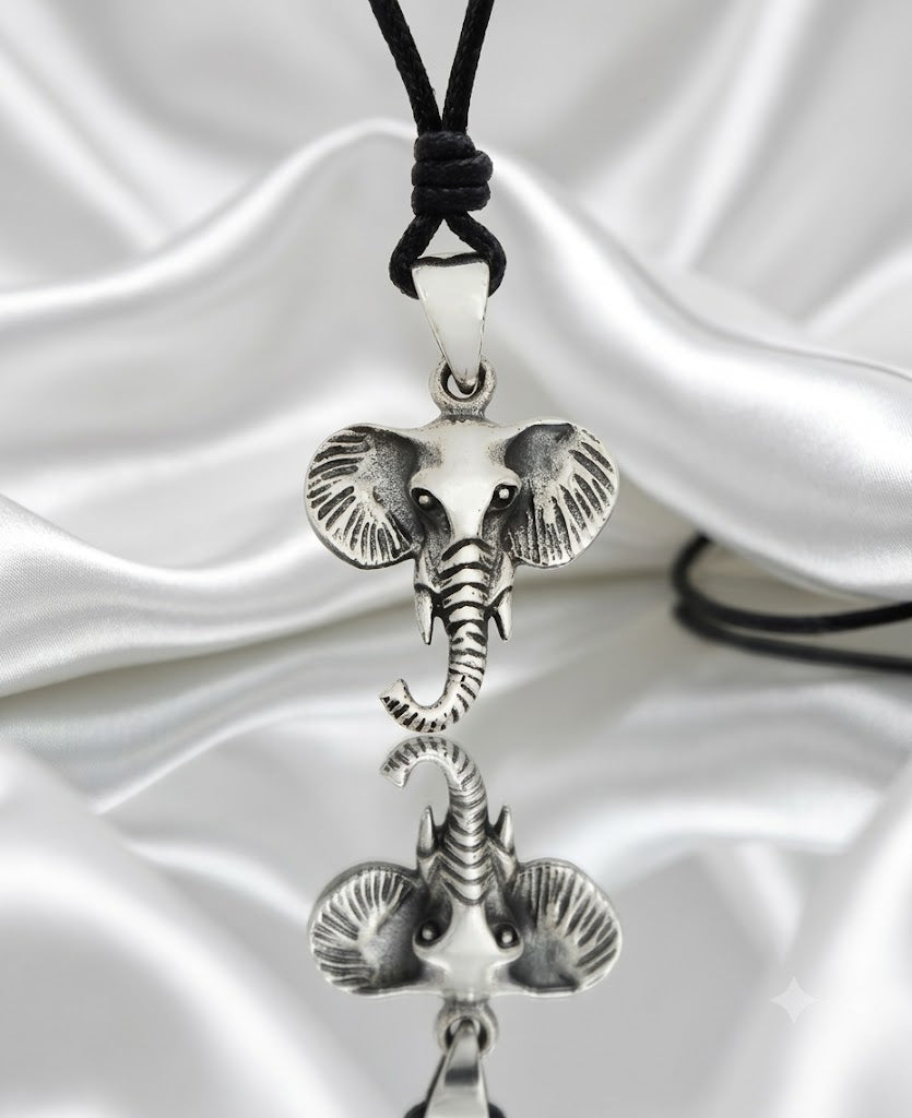 Elephant Face 92.5 Sterling Silver Pewter Gold Brass Charm Necklace Pendant Jewelry