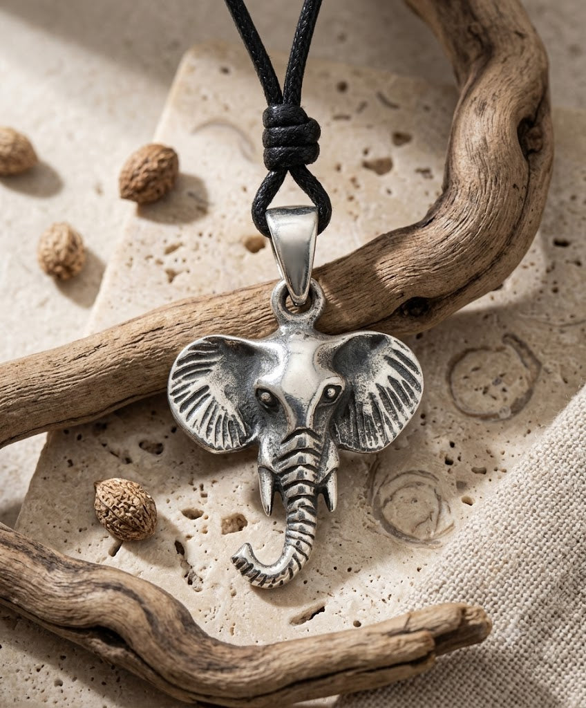 Elephant Face 92.5 Sterling Silver Pewter Gold Brass Charm Necklace Pendant Jewelry