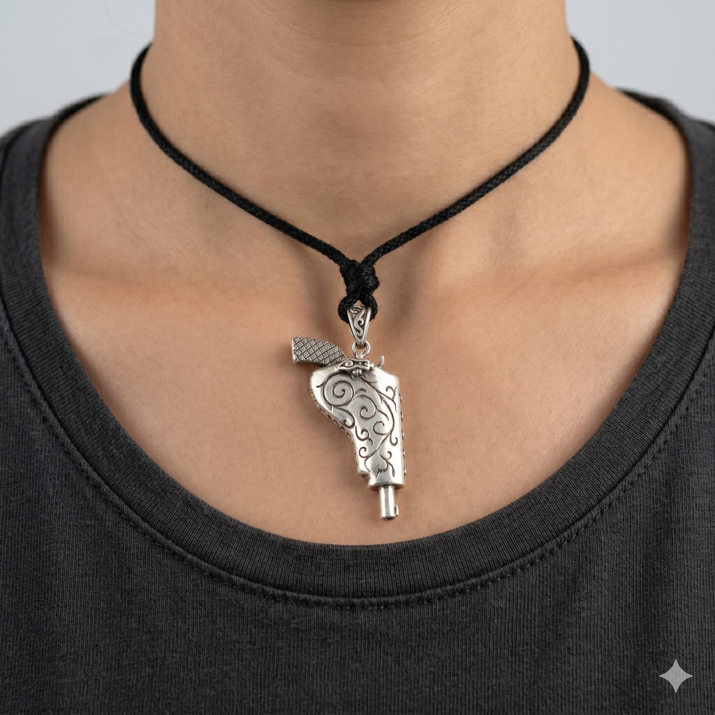 925 Sterling Silver Gun & Scabbard Holster Pendant