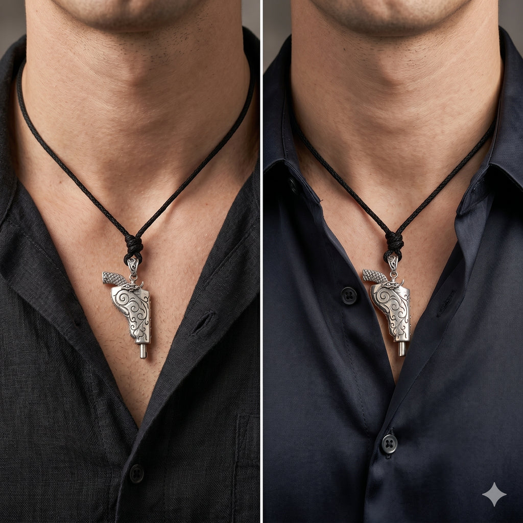 925 Sterling Silver Gun & Scabbard Holster Pendant