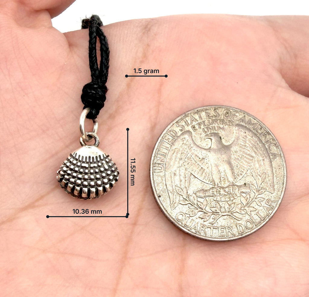 Little Clamshell 92.5 Sterling Silver Pewter Necklace Pendant Jewelry