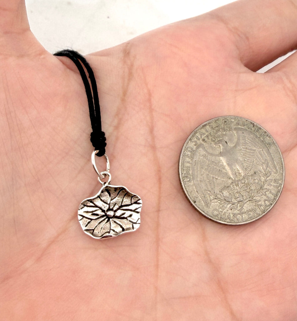 Lotus Leaf 92.5 Sterling Silver Charm Necklace Pendant Jewelry