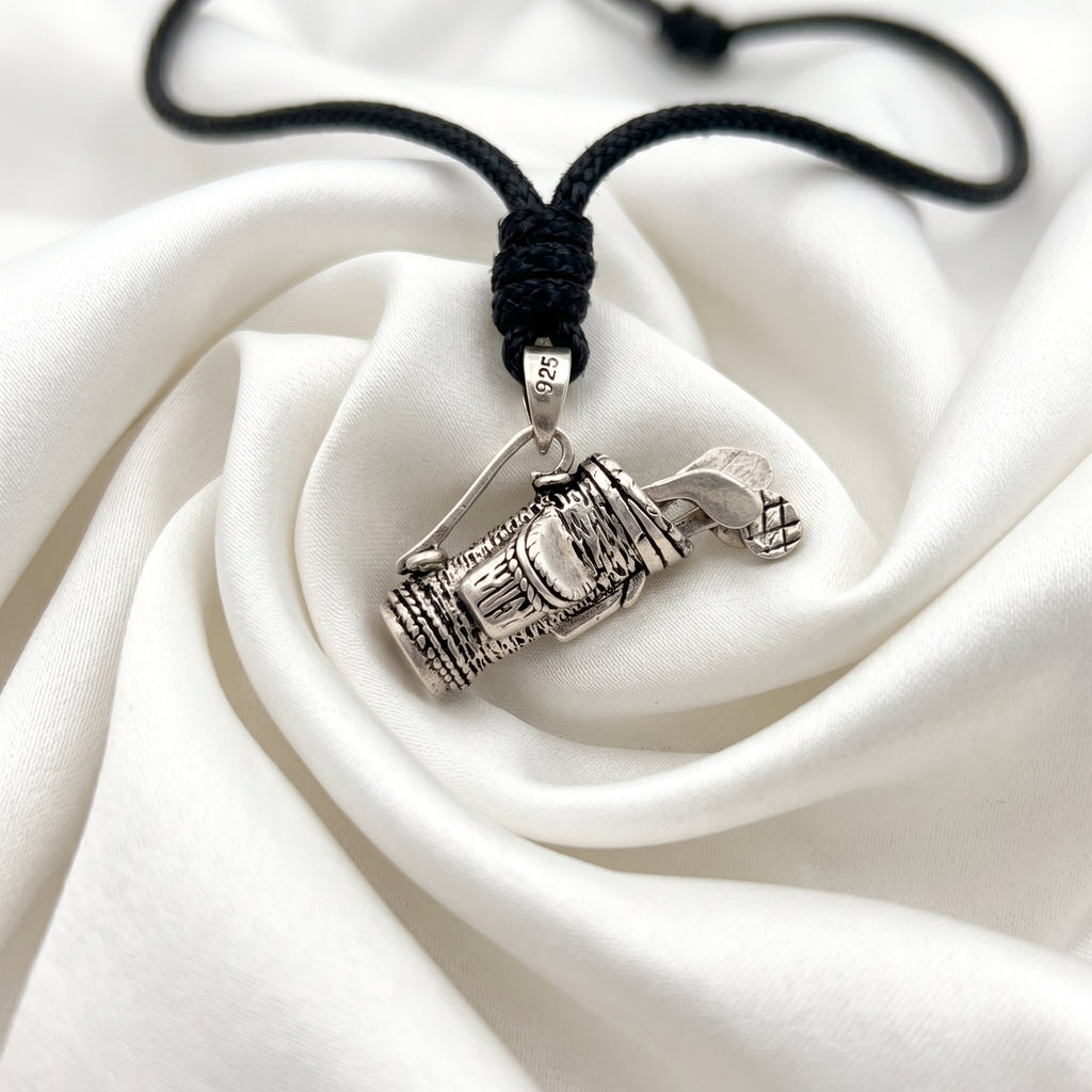 Vintage Golf Club Bag Charm 92.5 Sterling Silver Necklace Pendant Jewelry