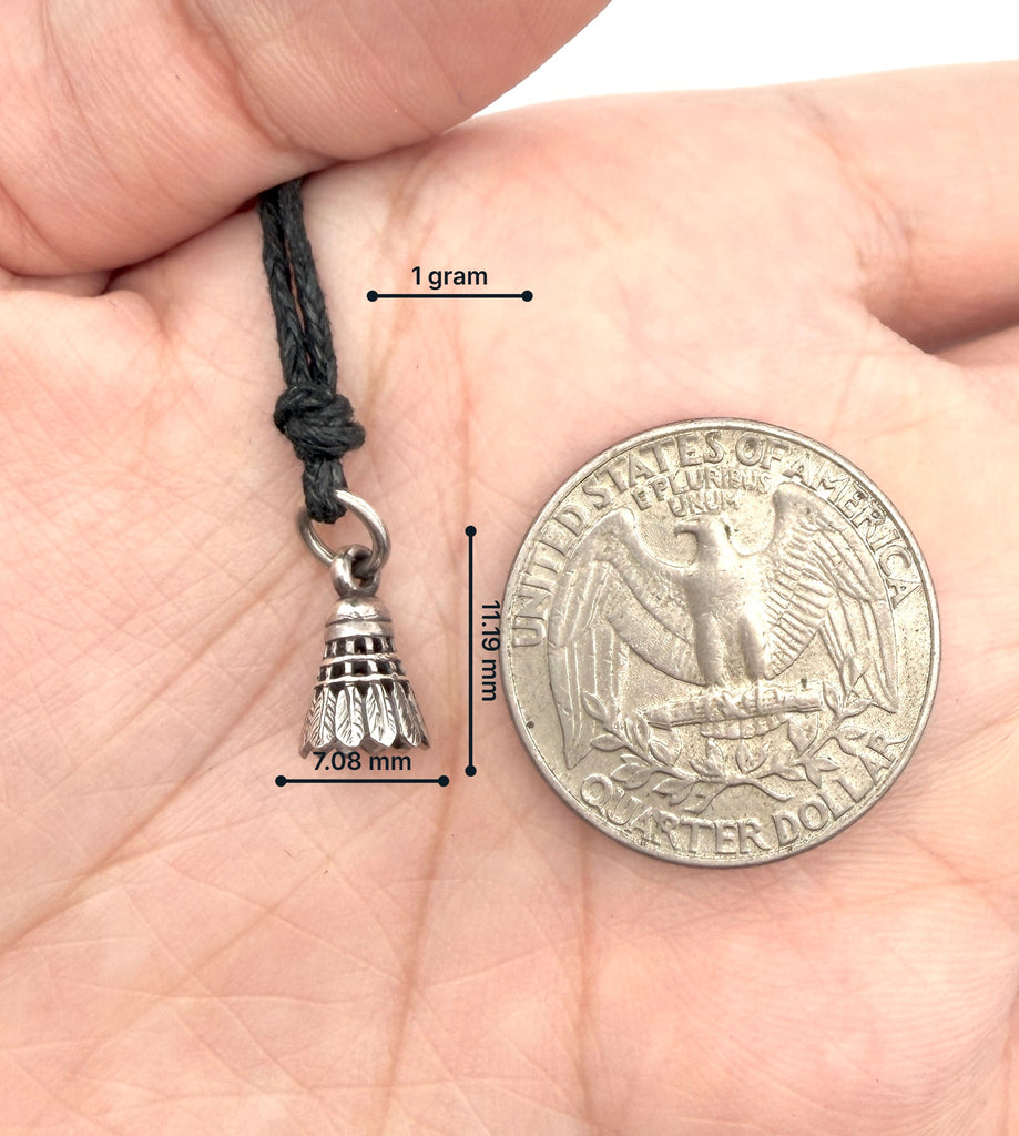 Shuttlecock 92.5 Sterling Silver Gold Brass Charm Necklace Pendant Jewelry