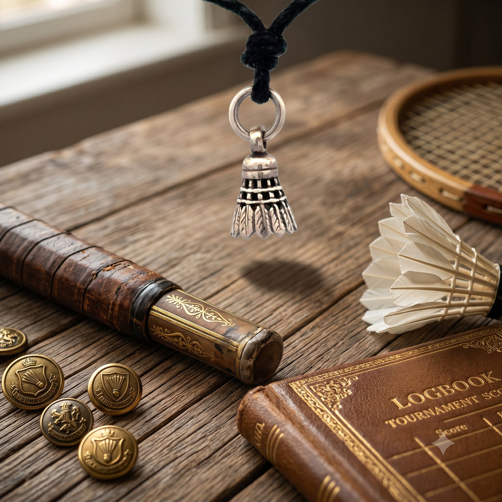 Shuttlecock 92.5 Sterling Silver Gold Brass Charm Necklace Pendant Jewelry