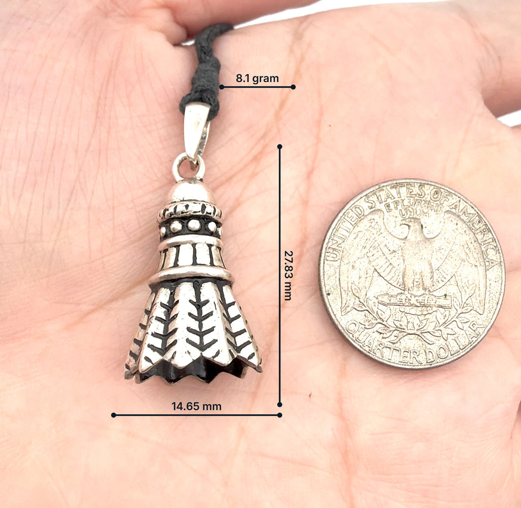 Shuttlecock 92.5 Sterling Silver Gold Brass Charm Necklace Pendant Jewelry