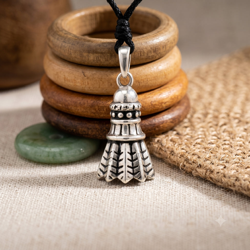 Shuttlecock 92.5 Sterling Silver Gold Brass Charm Necklace Pendant Jewelry