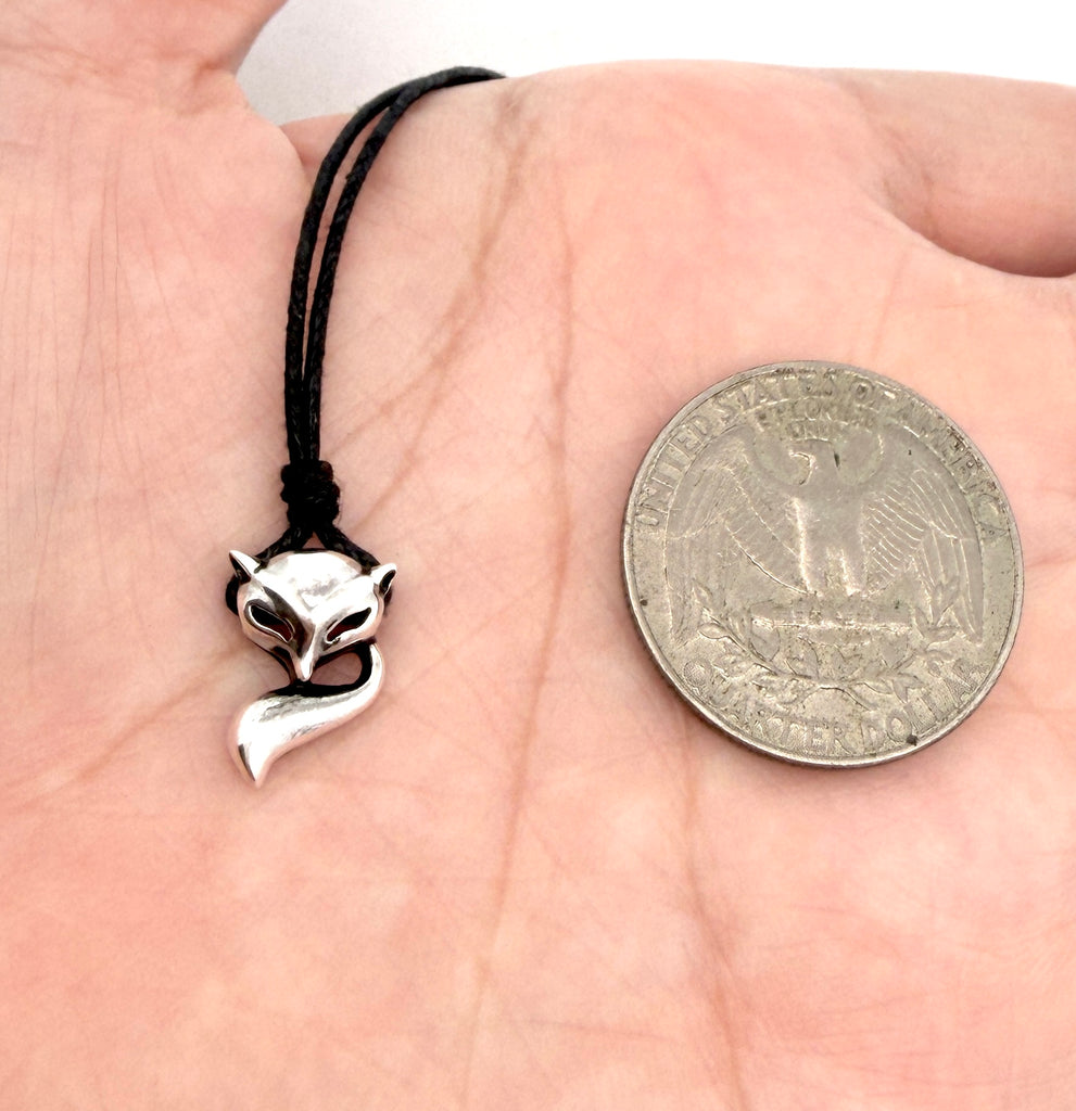 Fox Head 92.5 Sterling Silver Pewter Necklace Pendant Jewelry