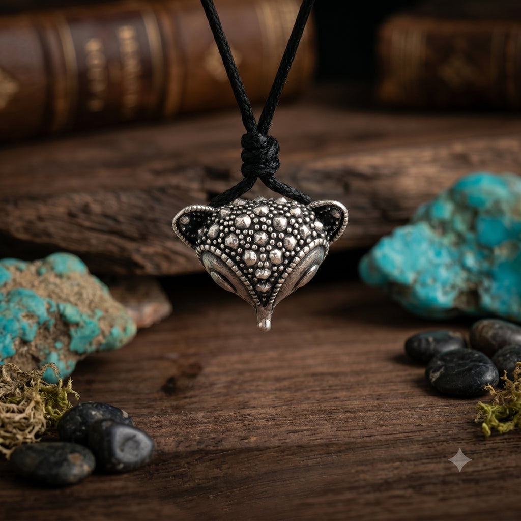 Fox Head 92.5 Sterling Silver Pewter Necklace Pendant Jewelry