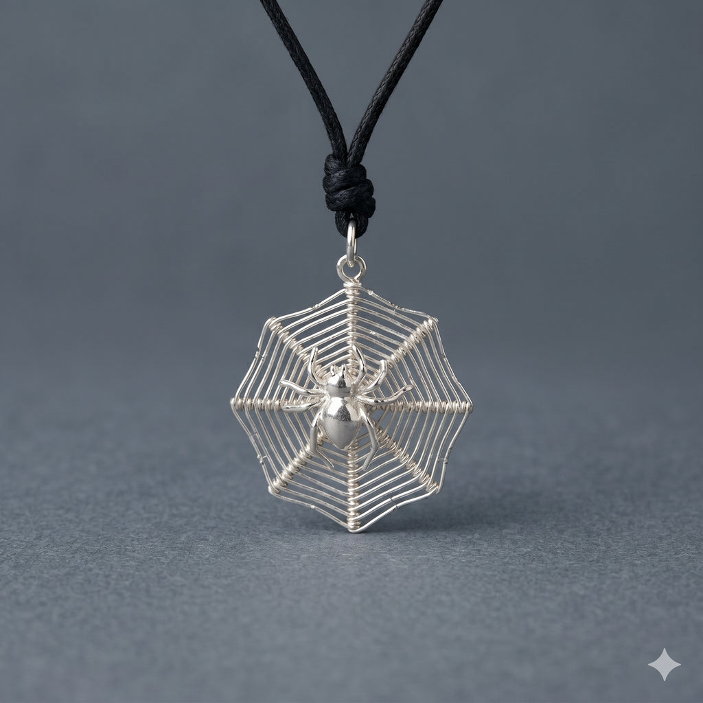 Filigree Spider In Web 92.5 Sterling Silver Charm Pendant Jewelry