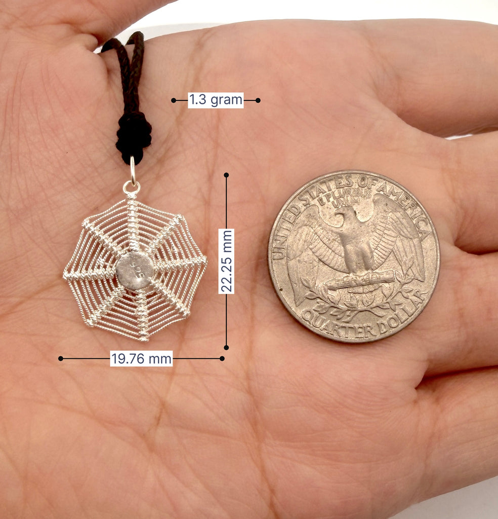Filigree Spider In Web 92.5 Sterling Silver Charm Pendant Jewelry