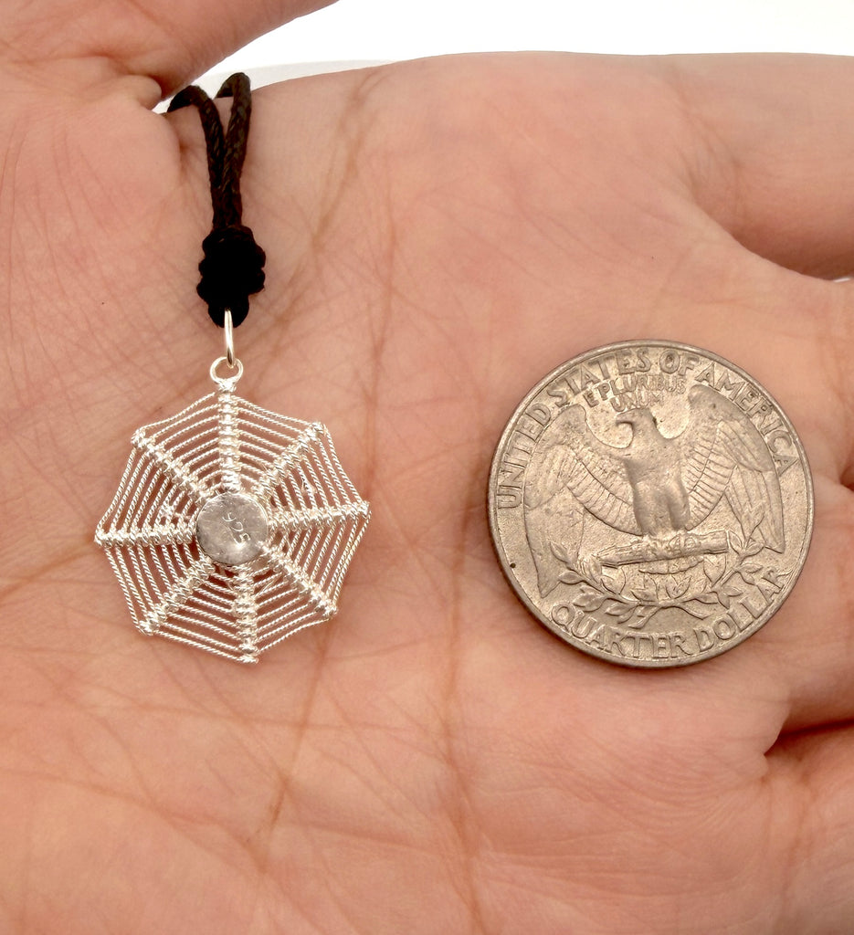 Filigree Spider In Web 92.5 Sterling Silver Charm Pendant Jewelry