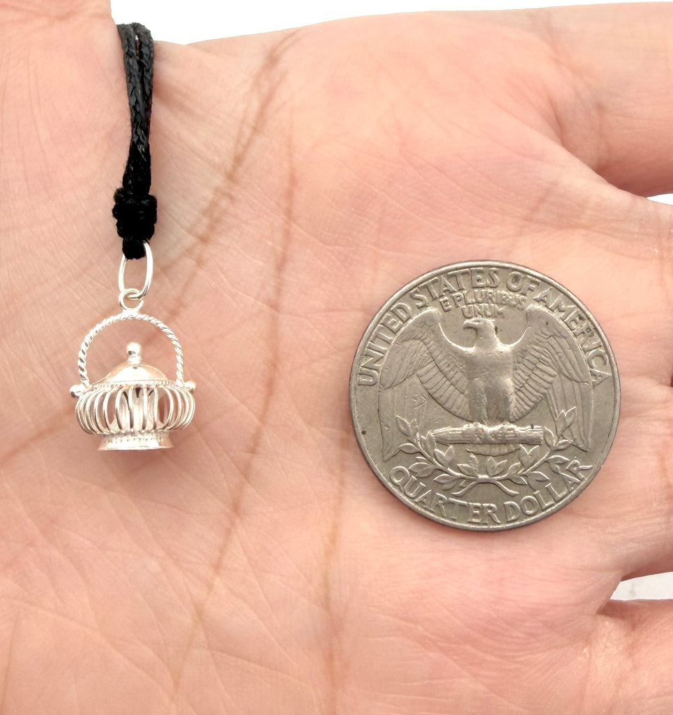 Vintage Handcrafted Basket 92.5 Sterling Silver Charm Pendant Jewelry
