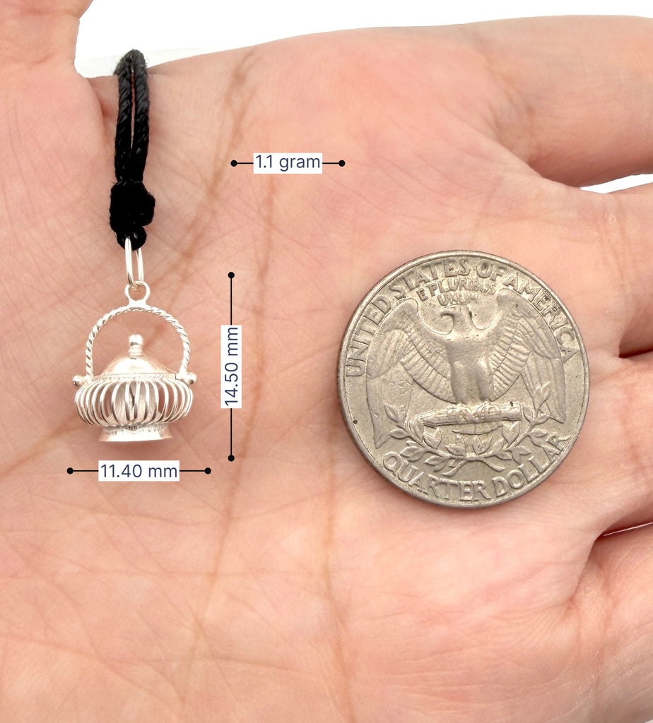 Vintage Handcrafted Basket 92.5 Sterling Silver Charm Pendant Jewelry