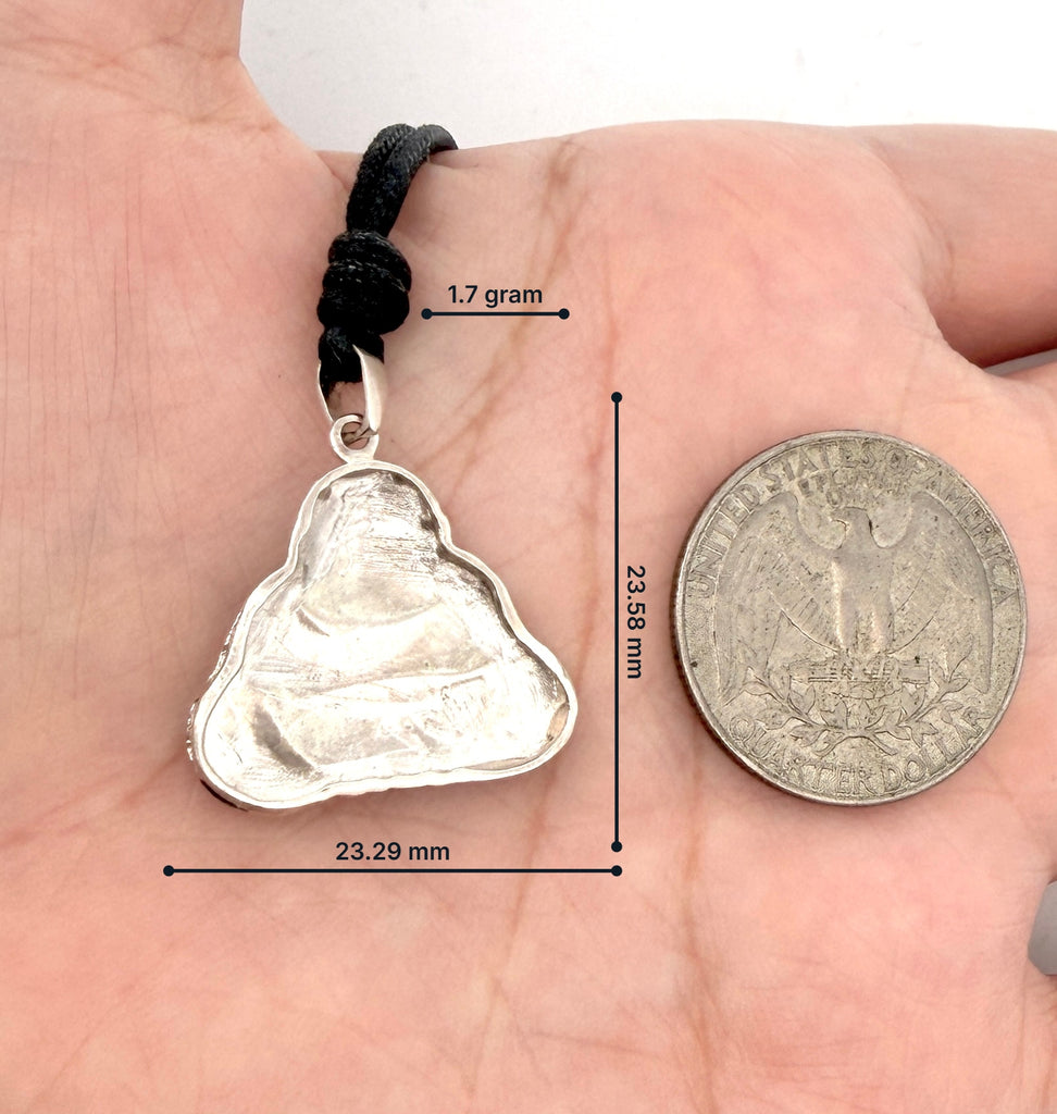 Laughing Zen Buddha Lucky 92.5 Sterling Silver Brass Charm Necklace Pendant