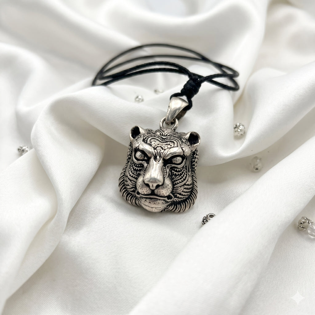Panther Head 92.5Sterling Silver Gold Brass Necklace Pendant Jewelry