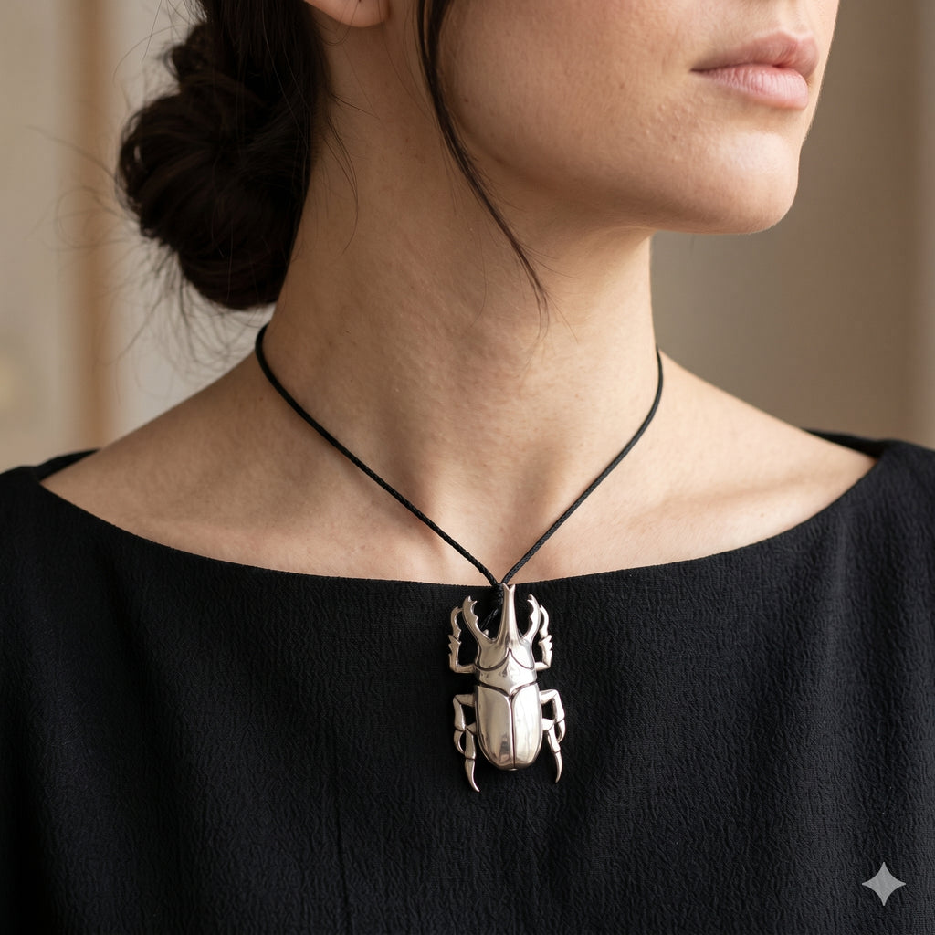 Hercules Maybug 92.5 Sterling Silver Gold Brass Charm Necklace Pendant Jewelry