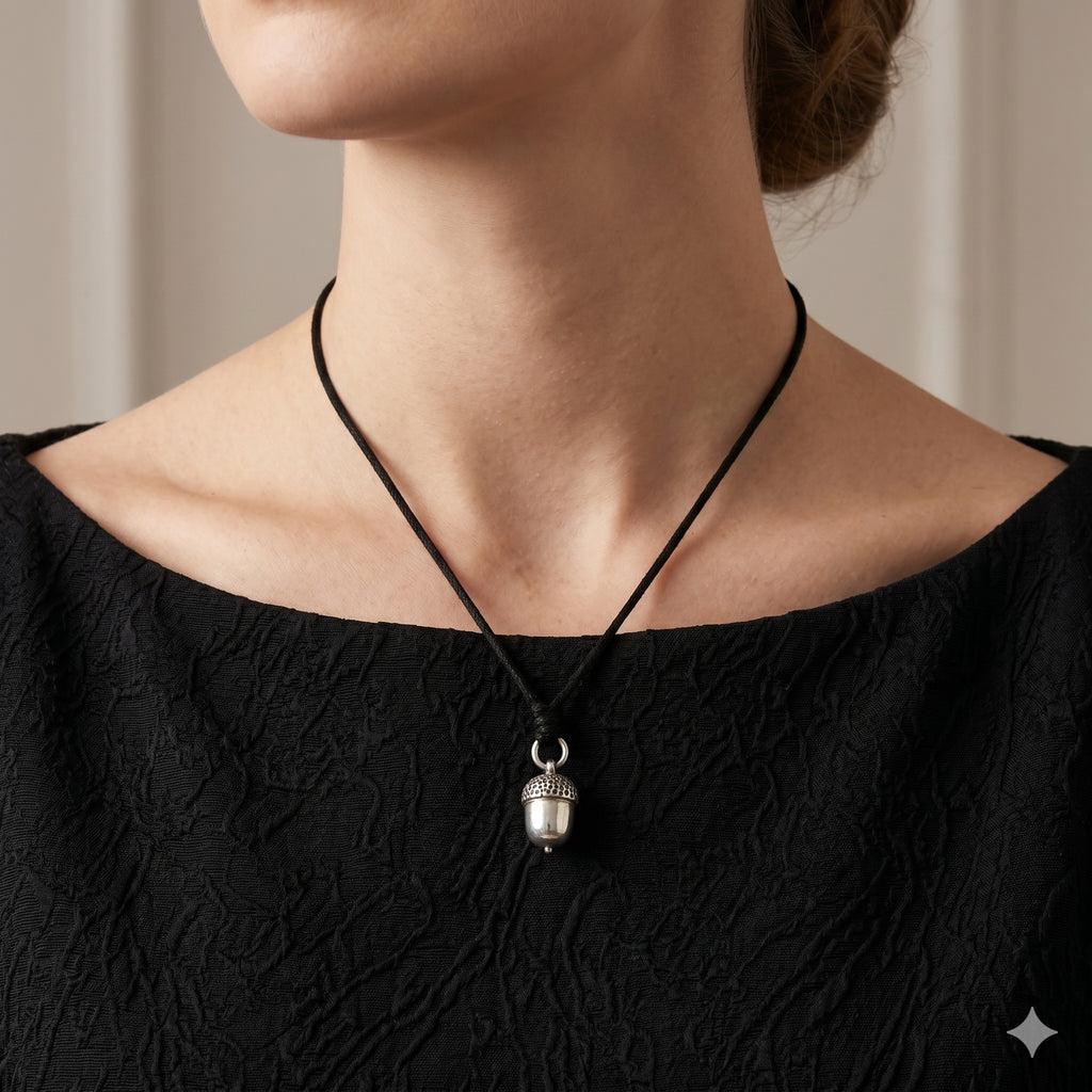 Acorn 92.5 Sterling Silver Gold Brass Necklace Pendant Jewelry