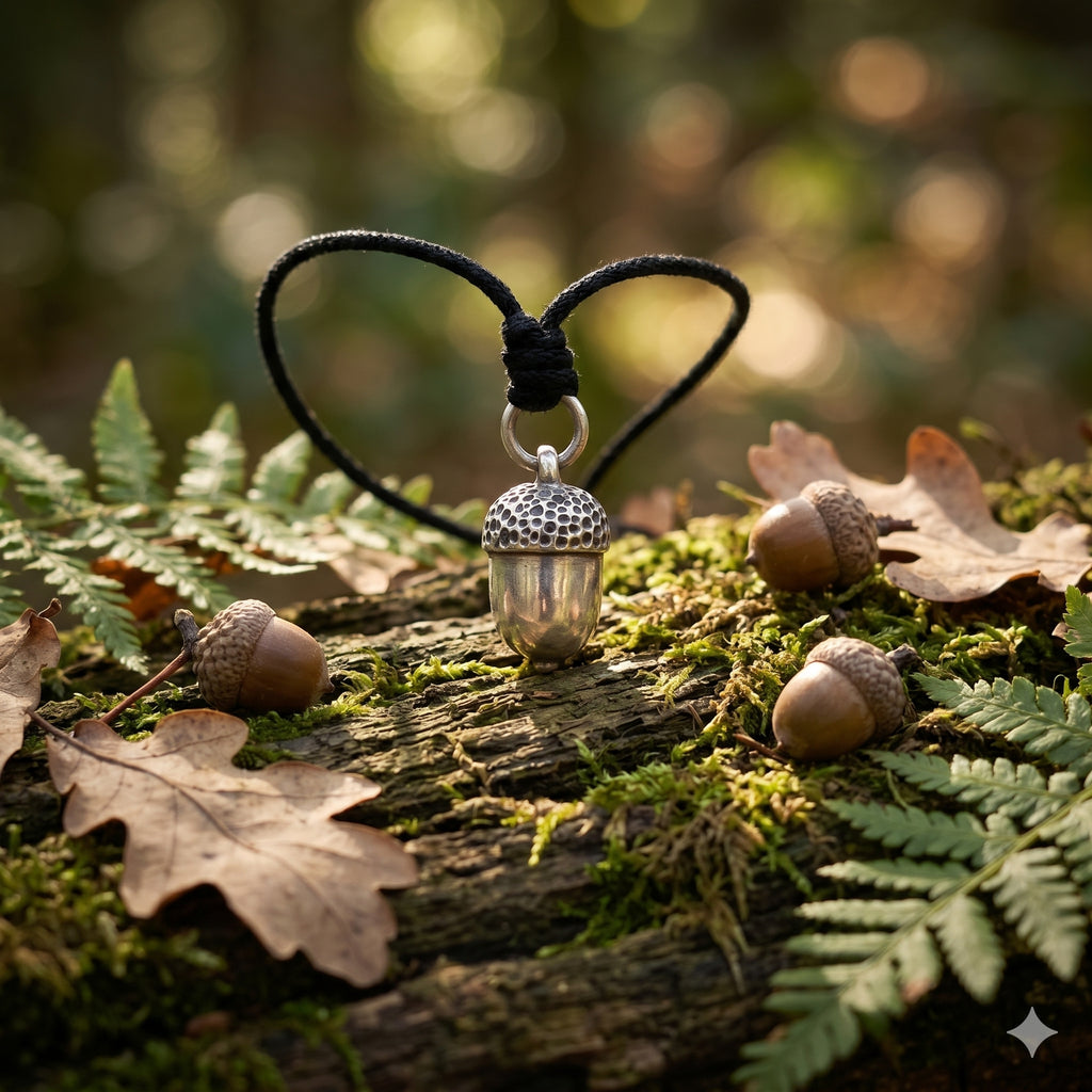 Acorn 92.5 Sterling Silver Gold Brass Necklace Pendant Jewelry
