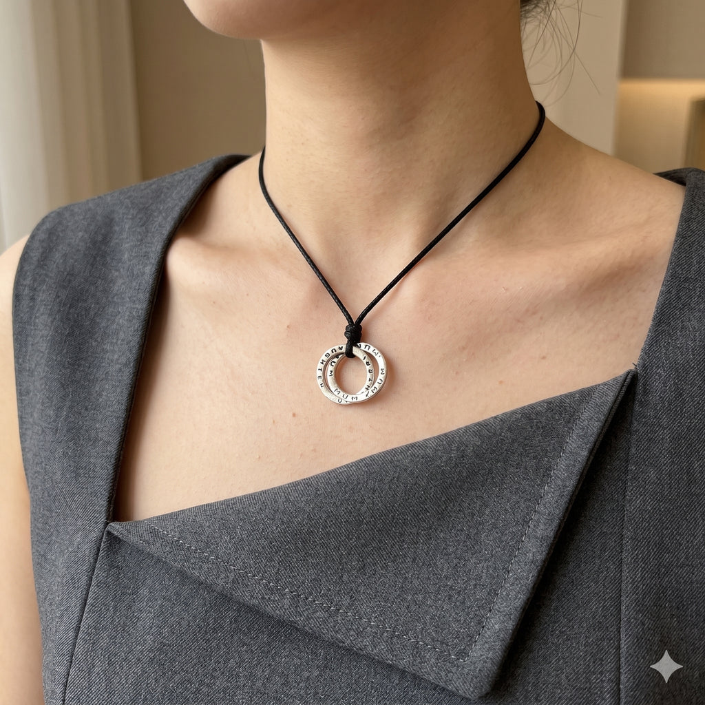 Daughter Mom Love Handmade 92.5 Sterling Silver Brass Necklace Pendant Jewelry