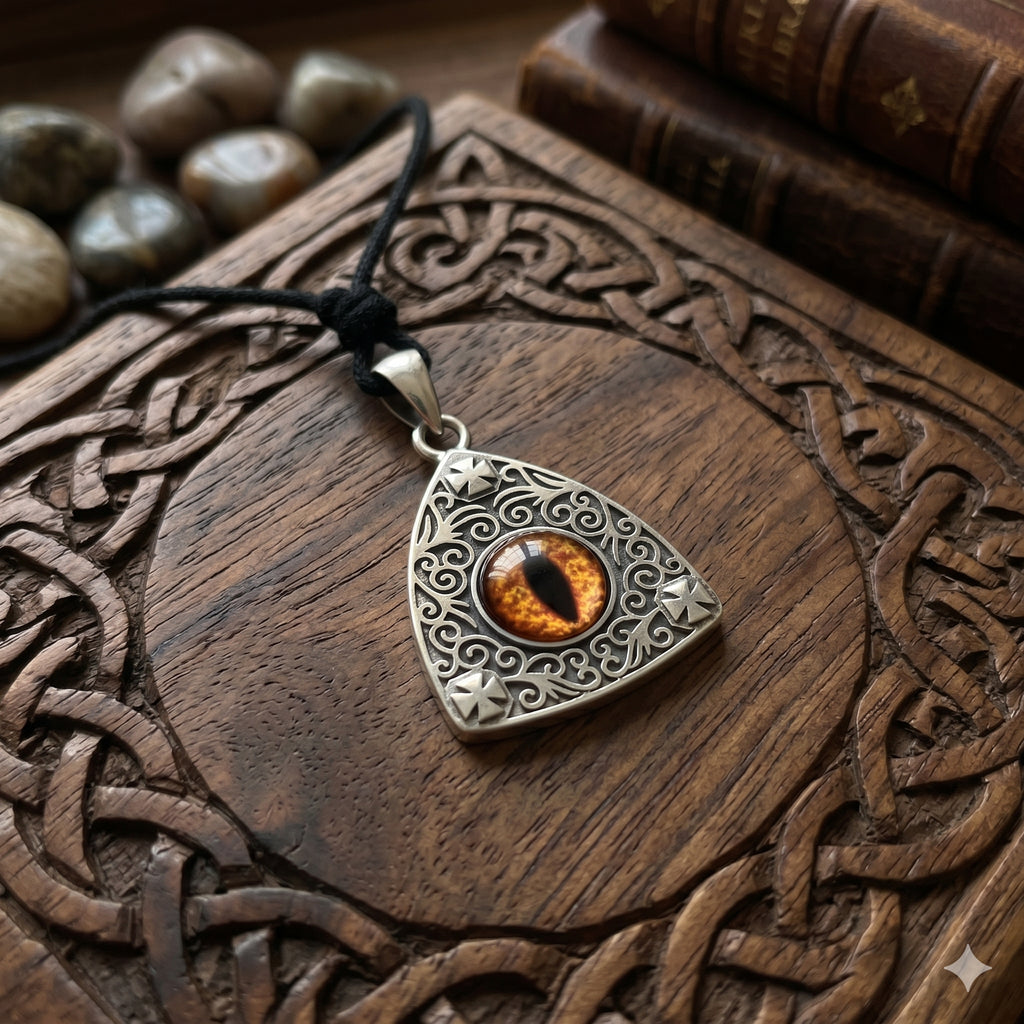 Stone Pattern Triangle Demon Eye 92.5 Sterling Silver Gold Brass Pendant Necklace