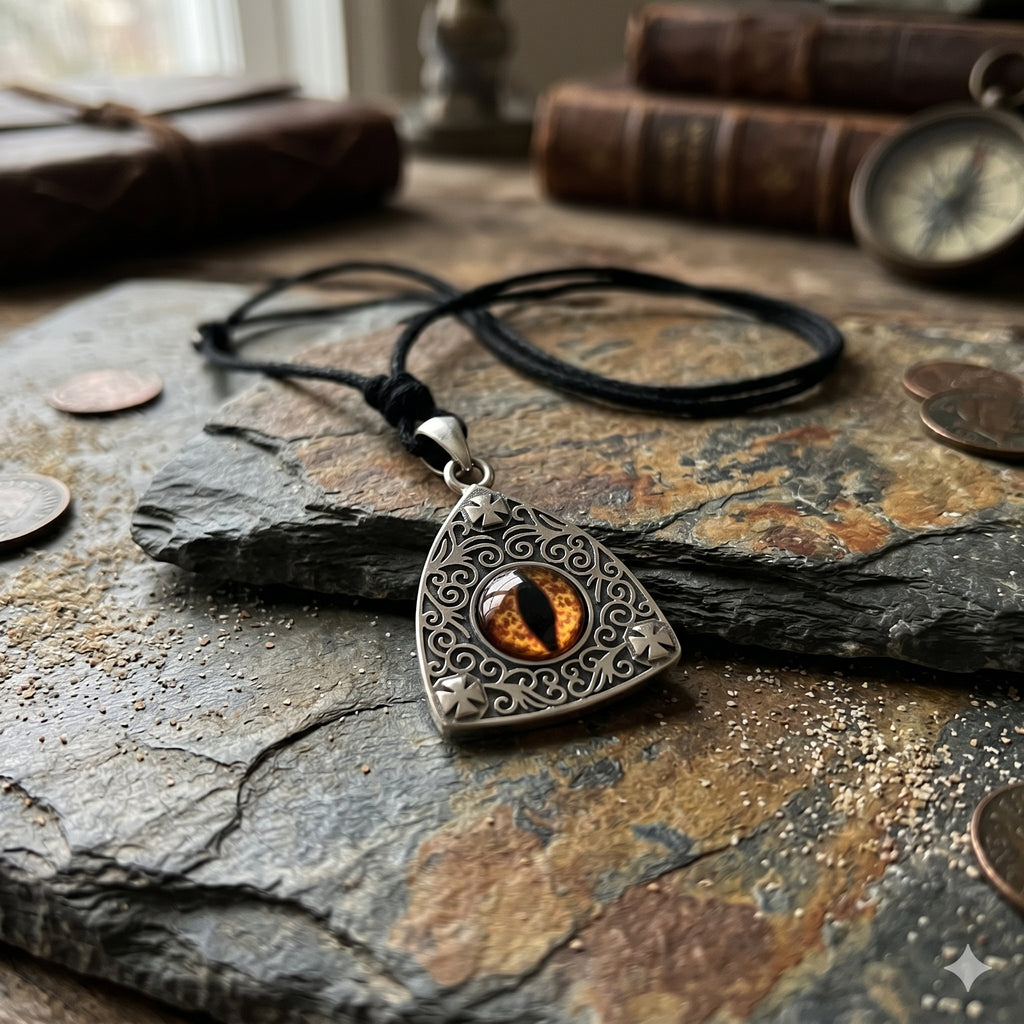 Stone Pattern Triangle Demon Eye 92.5 Sterling Silver Gold Brass Pendant Necklace