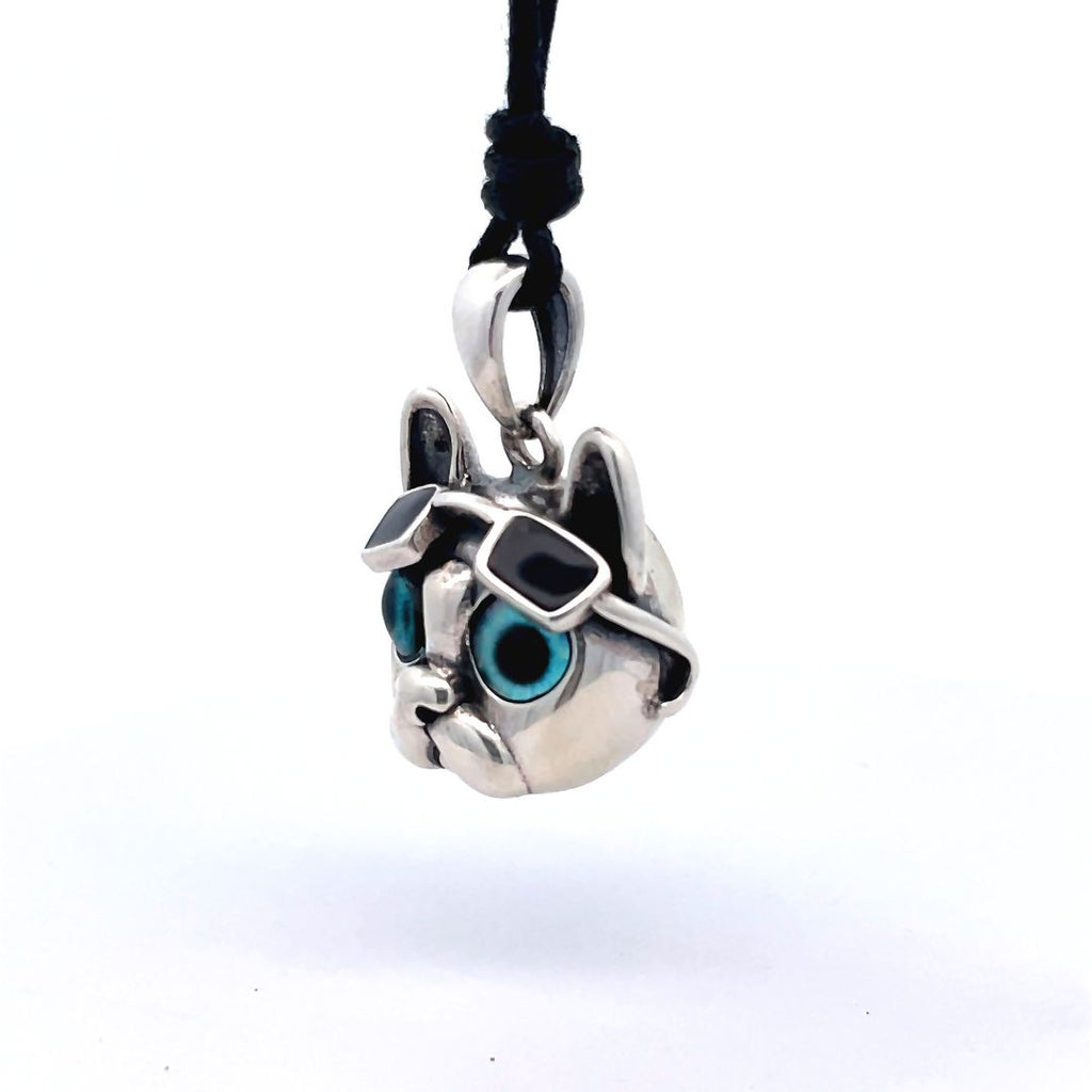 Retro Light Luxury Niche Glasses Puppy Pitbull 92.5 Sterling Silver Pendant Necklace